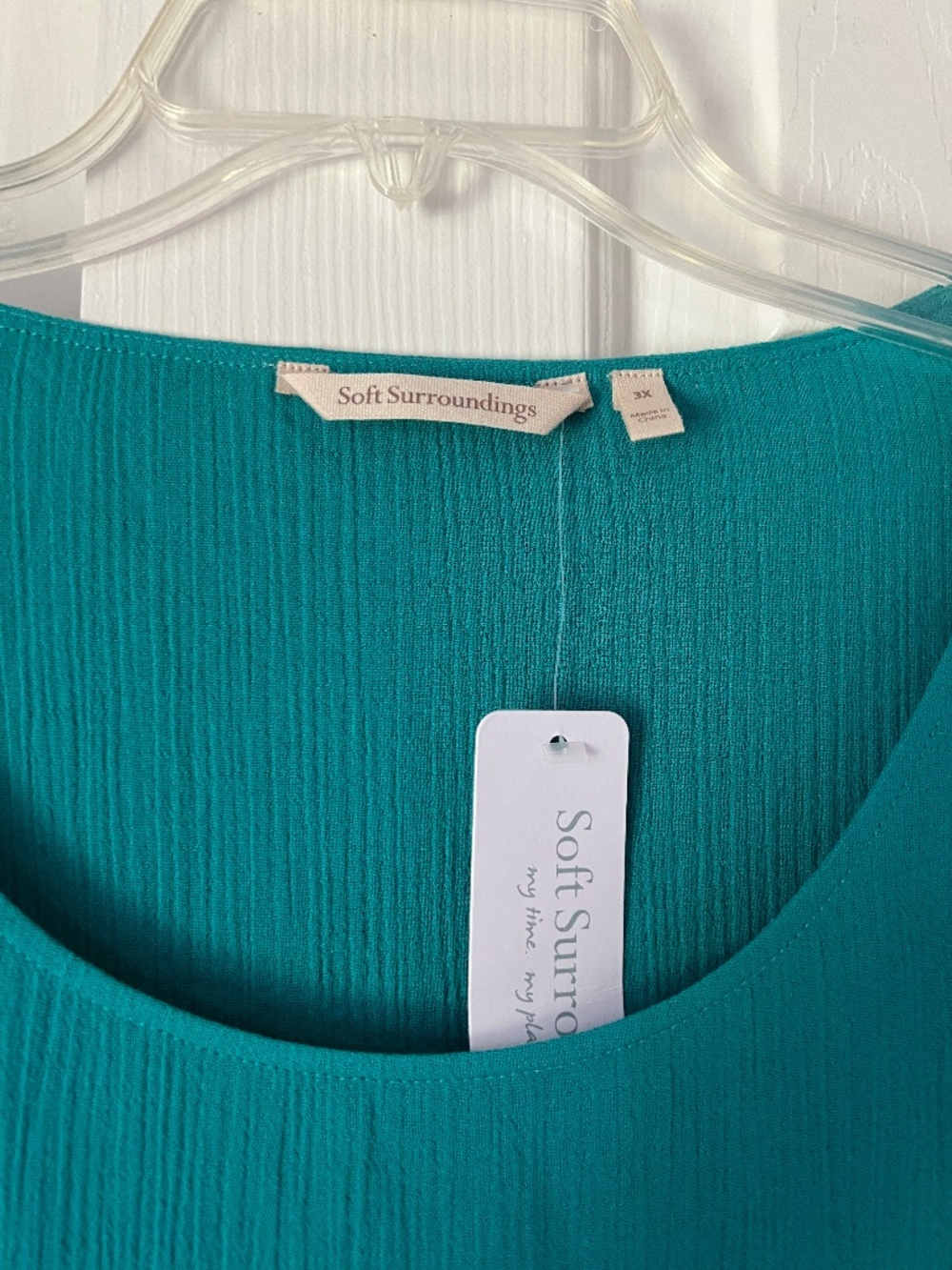 Soft Surroundings Womens Touquise /Teal Gauze Tunic Kimono Sleeve Blouse New 3X - Picture 3 of 11